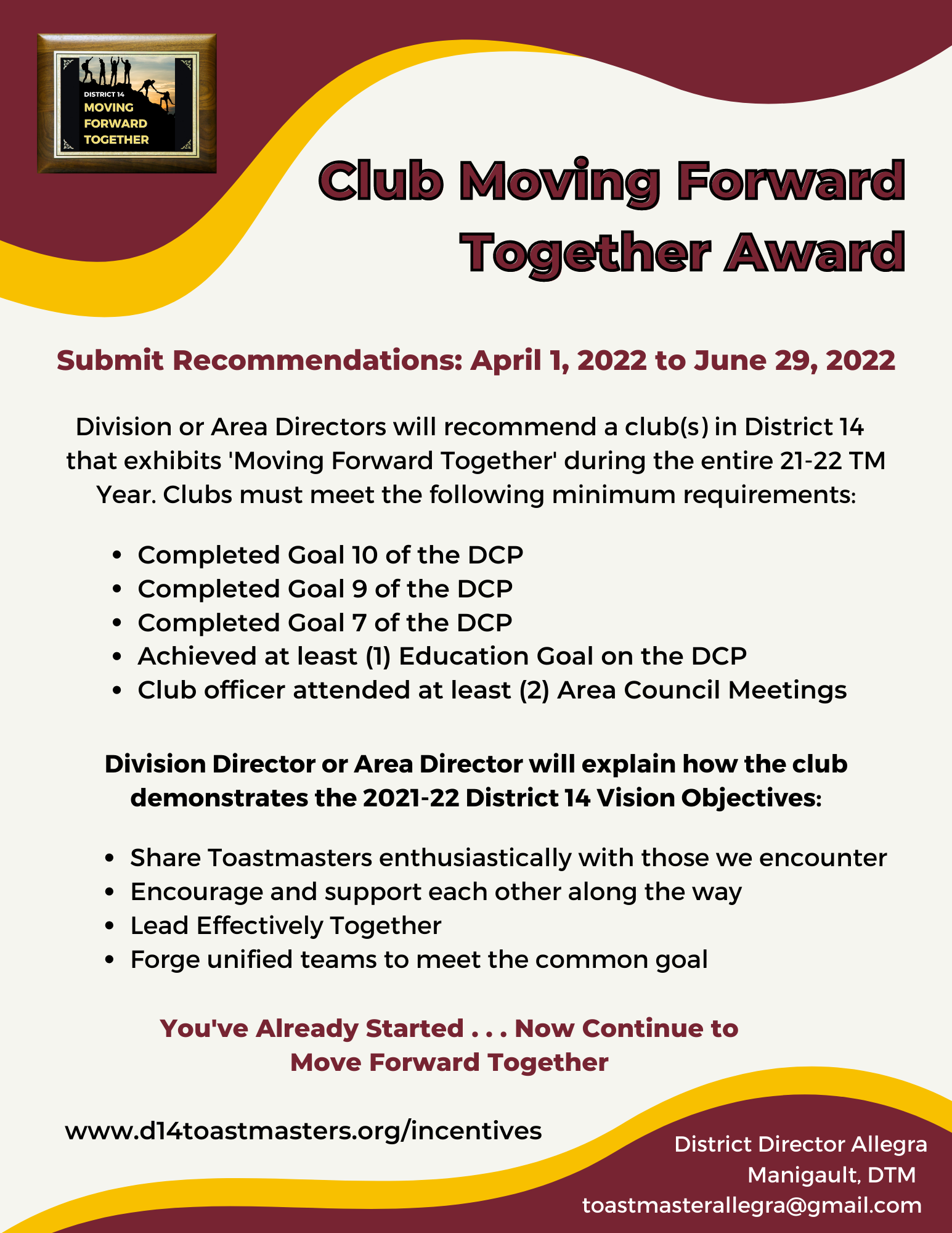 Club Moving Forward Together Award