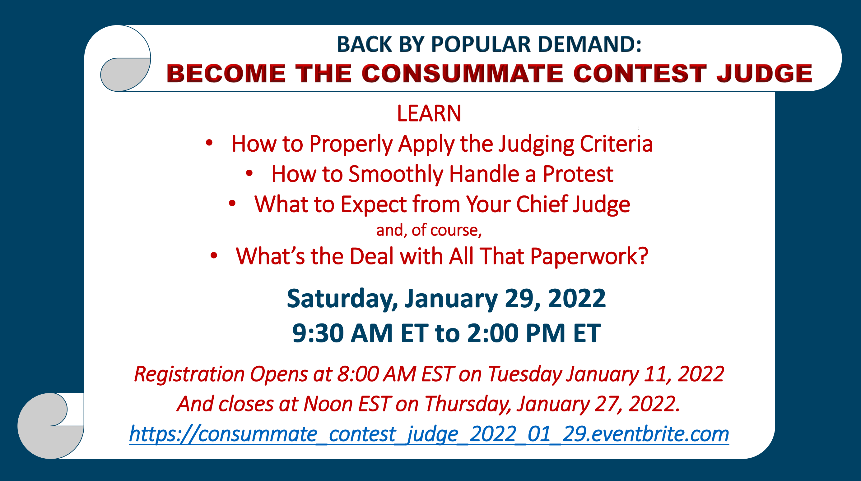 Become the Consummate Contest Judge Training