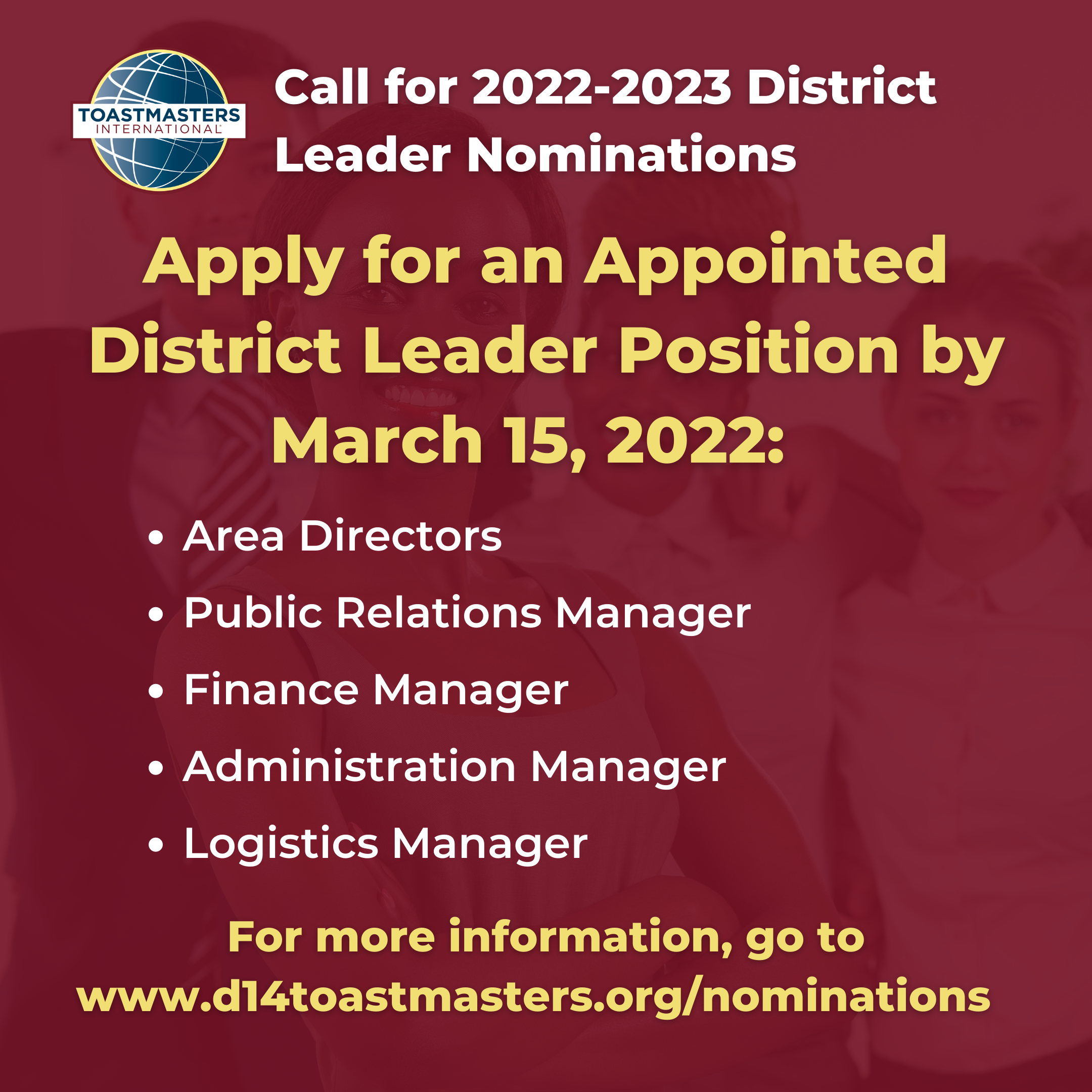 Call for 2022-2023 Appointed District Leader Nominations
