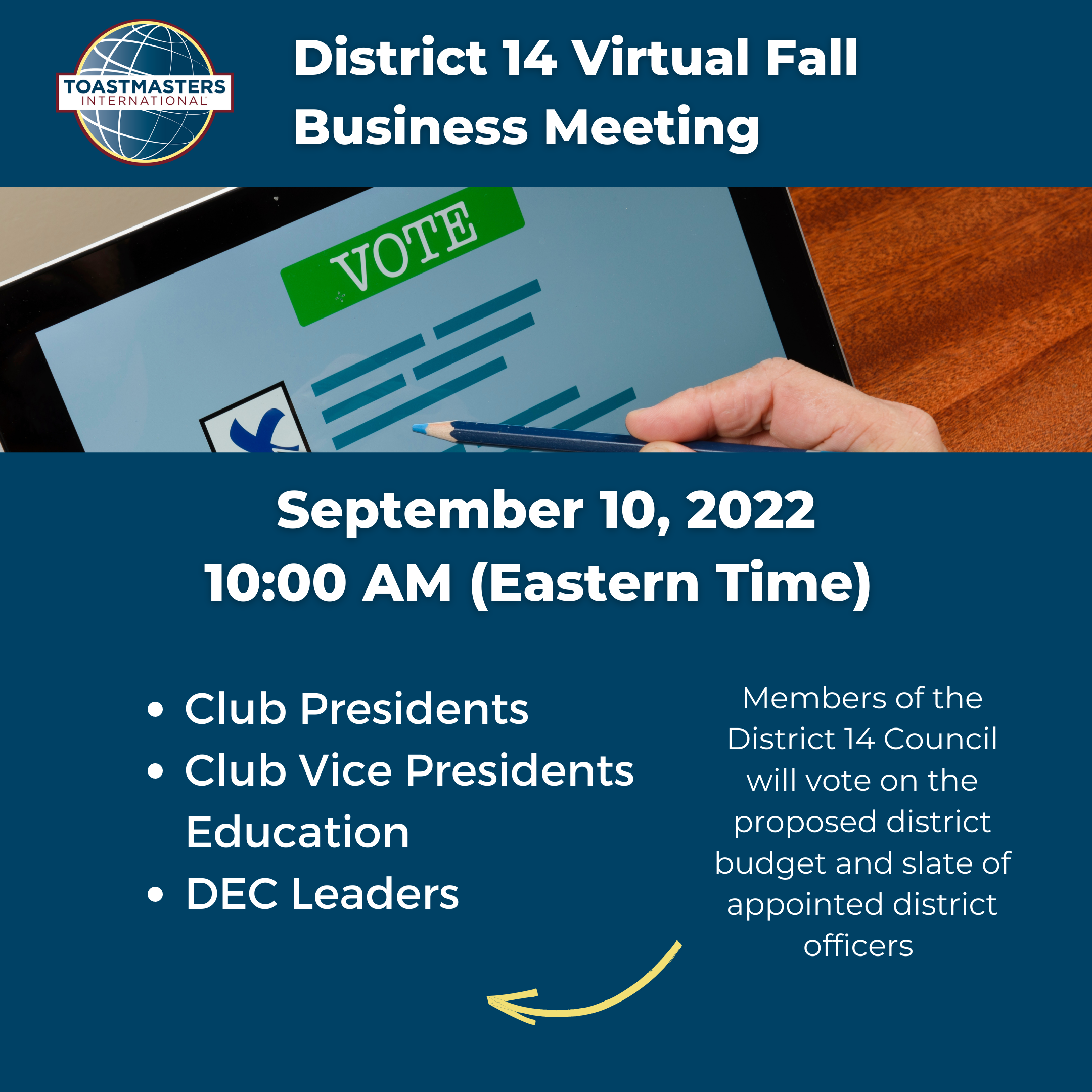 District 14 Virtual Fall Business Meeting 2022-2